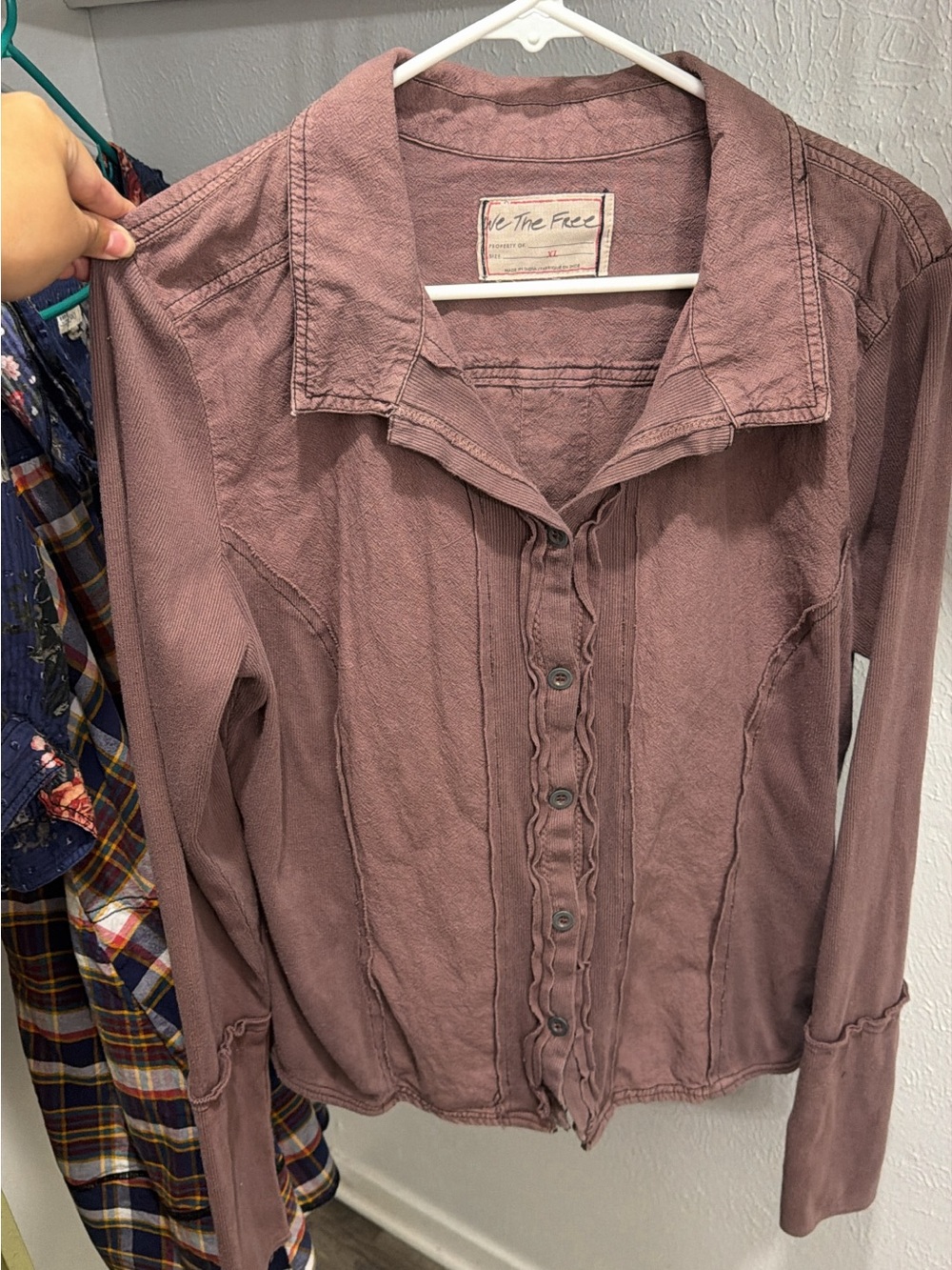We The Free Mauve Button-Front Shirt Jacket